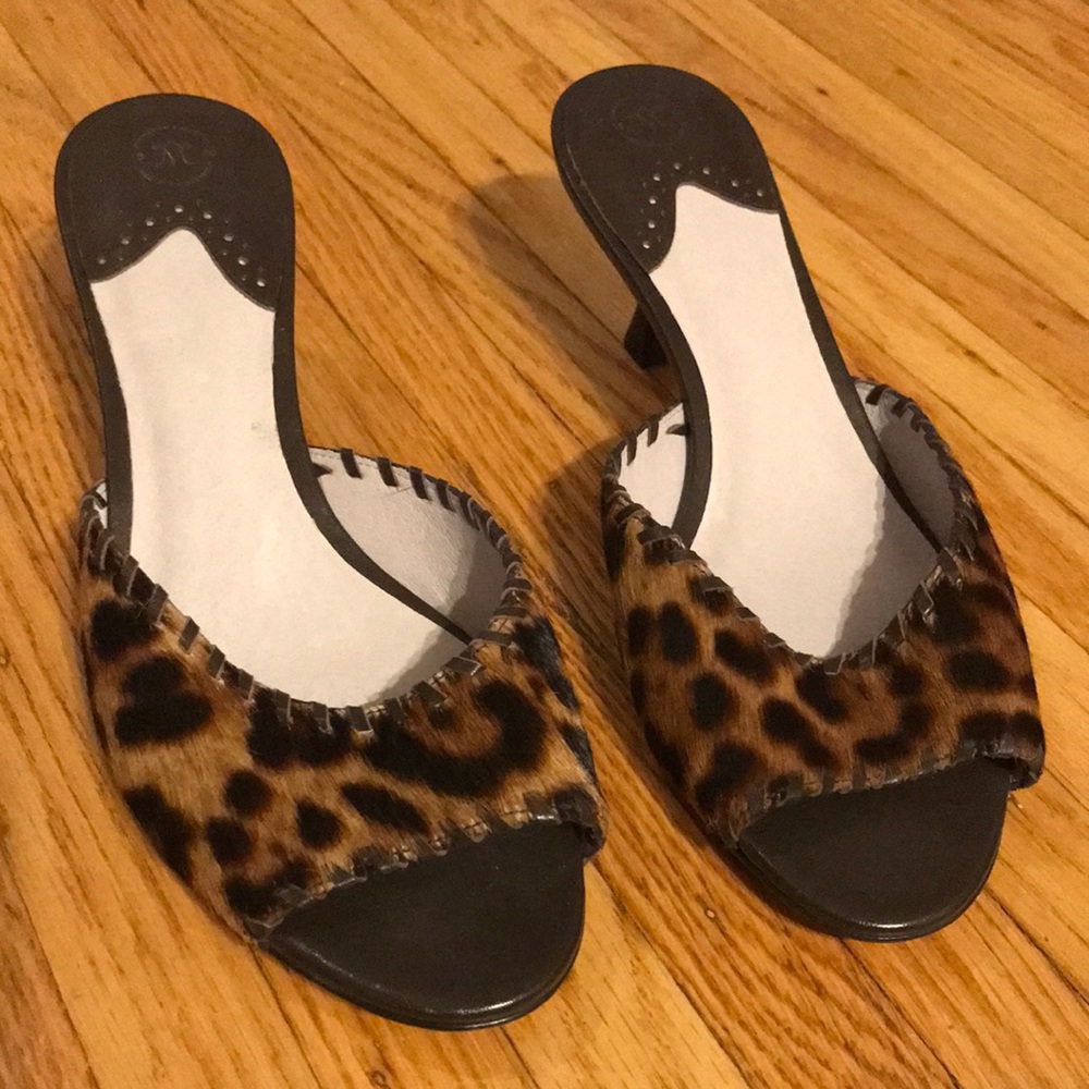 Italian kitten heels with real calf hair